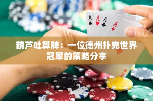 葫芦吐算牌：一位德州扑克世界冠军的策略分享